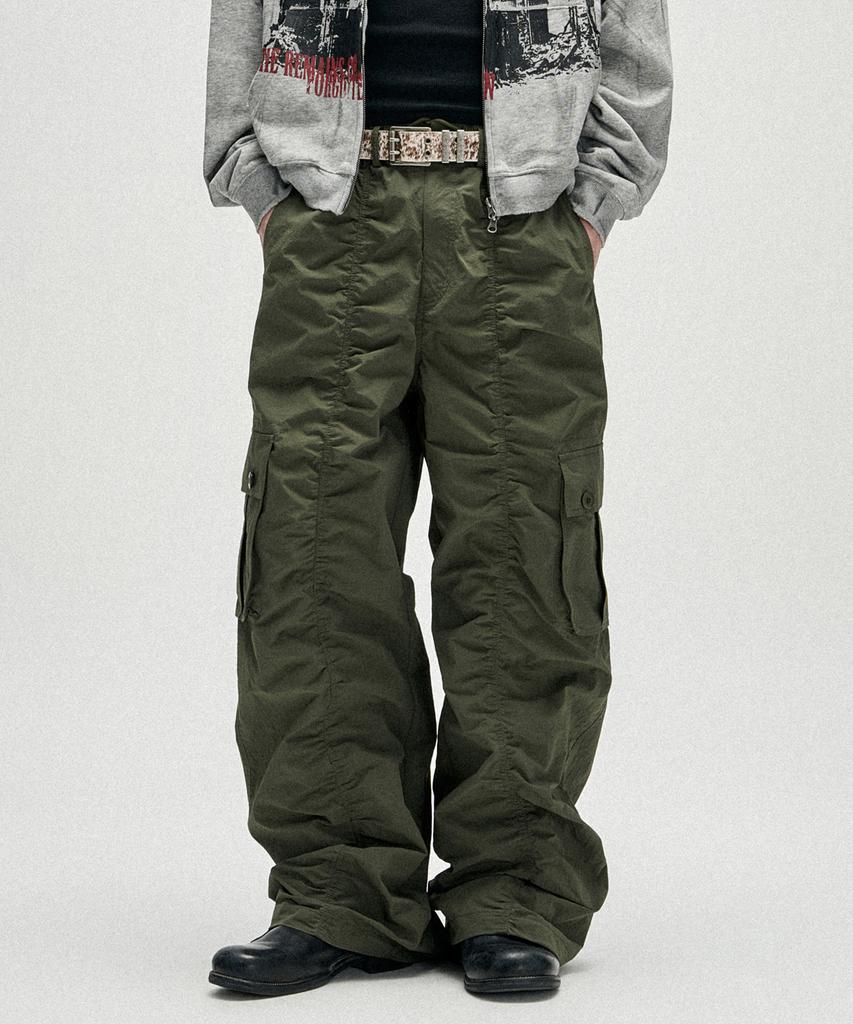 NOT4NERD Contour Shirring Nylon Cargo Pants - Khaki