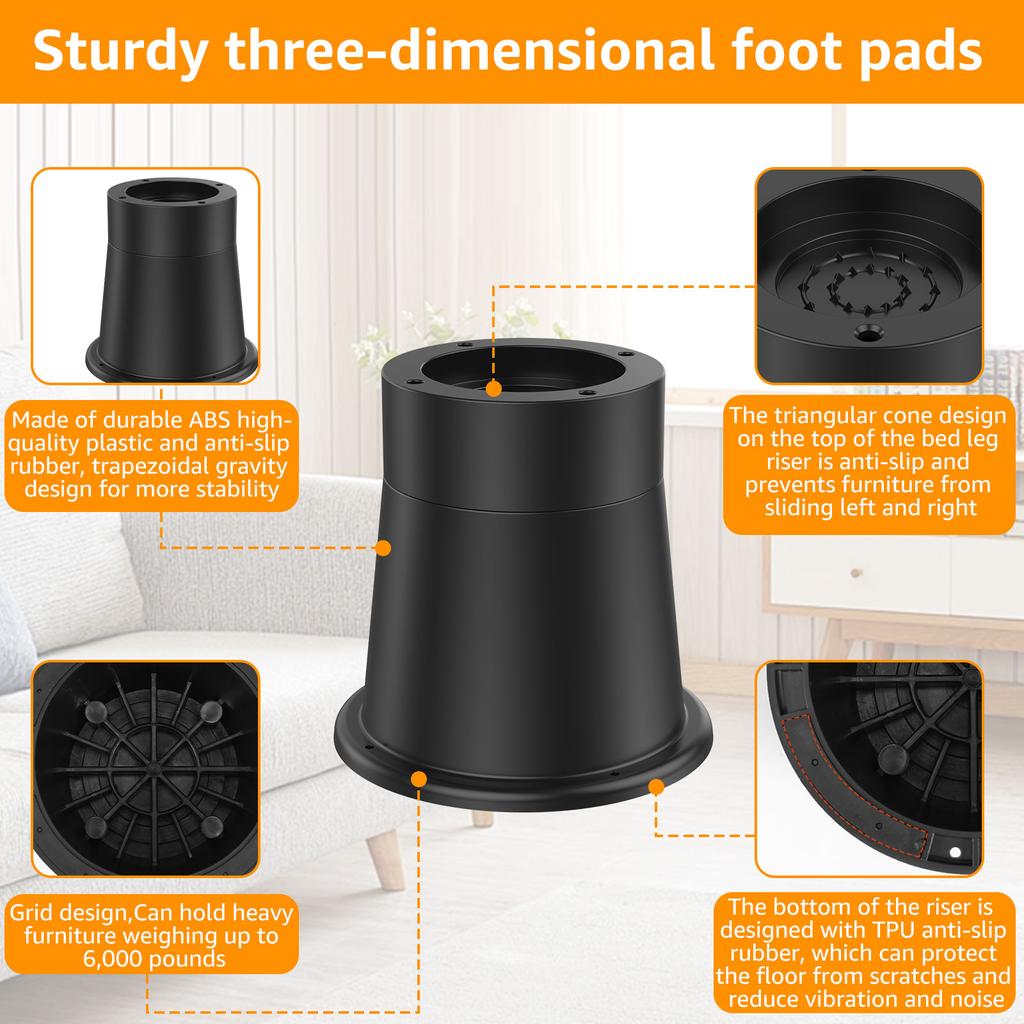 4/6 шт., прочная круглая резиновая подставка для дивана, поддерживающая до 6000 фунтов для дивана, стола, кровати, стула, подставка для нижней ножки