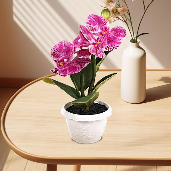 Искусственное растение в горшке Реалистичная имитация цветка Яркий цвет Искусственная орхидея-бабочка Бонсай