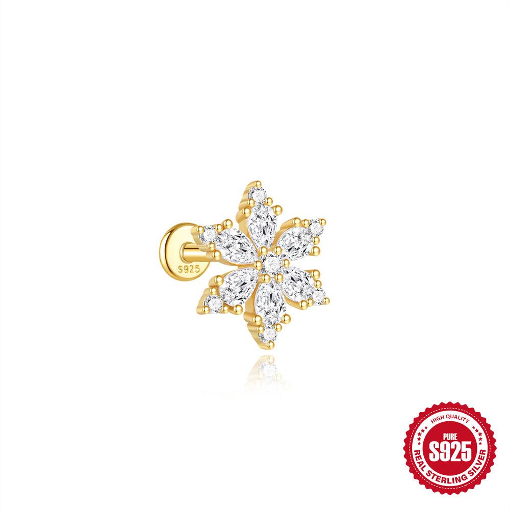 S925 Циркон 'Лошадиный глаз' с бахромой, плоская головка, спиральный пирсинг хряща, женские простые и универсальные базовые серьги-гвоздики и украшения для ушей