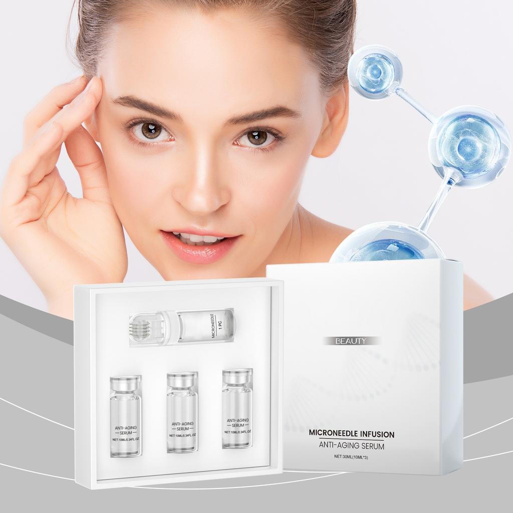 Ультра увлажняющий роликовый сывороточный набор, укрепляющая сыворотка для лица, набор ампул, микроигольчатая роликовая сыворотка для лифтинга лица, 10 мл*3