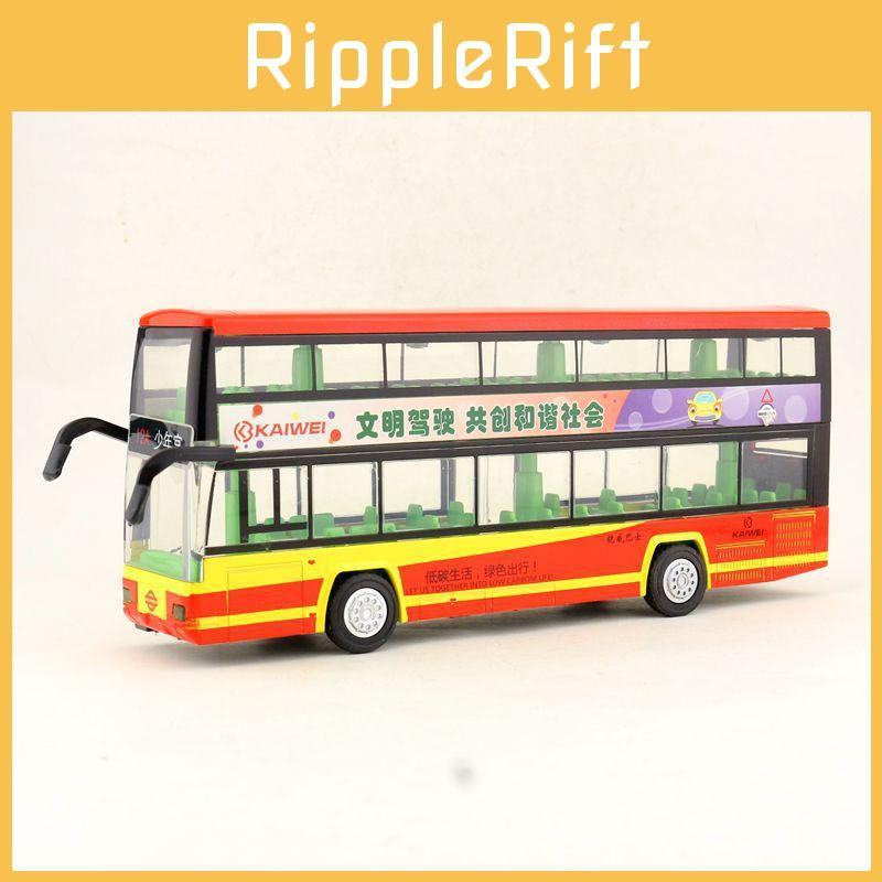 Alloy Double Layer Sightseeing Bus Toy Model With Sound Light For Kids And Collectors