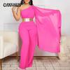 Women's Plus Size Jumpsuit Spring and Summer Fashion Temperament Oblique Collar Splicing Pleated OL High Waist Jumpsuit