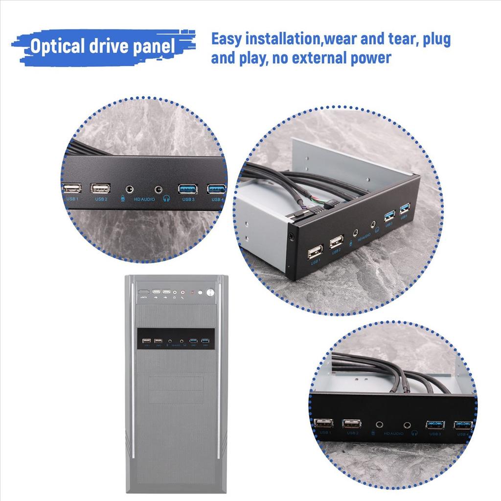 Корпус для настольного ПК 5,25 дюйма, внутренний передний USB-хаб, 2 порта USB 3.0 и 2 порта USB 2.0, с портом HD Audio, 20-контактный разъем