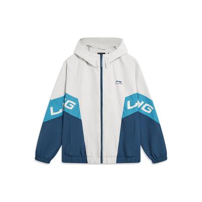 Li-Ning Спортивная модная ветрозащитная водоотталкивающая куртка с логотипом и капюшоном, свободная, удобная куртка унисекс AFDU887-3