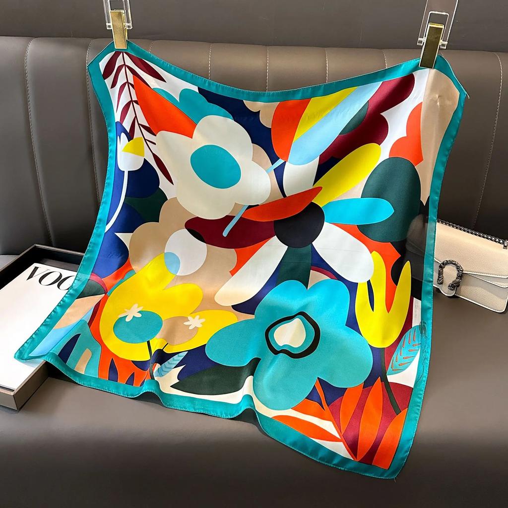 Новая Мода Роскошный Шелковый Платок Бандана Женские Повязки для Волос Квадратные Шарфы Галстук на Шею Шарфы для Сумки Сатиновый Женский Платок Повязка на Голову