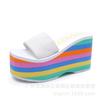 Fashion Beach Shoes Ladies' Slippers On A Wedge Women Heels Multicolored Sandals Gingham Rubber Flip Flops Luxury Slides Sabot High Flat
