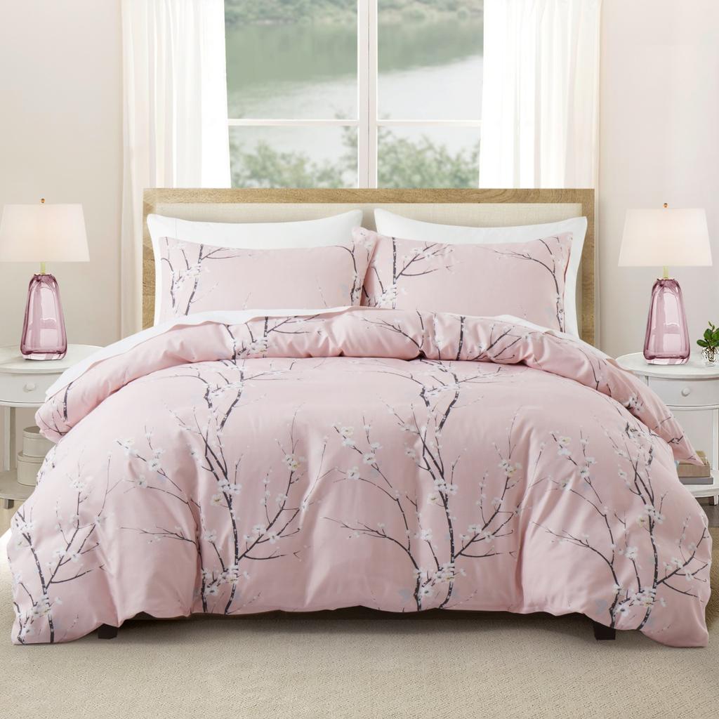 Sage Green Leaves Duvet Cover Full King, Farmhouse Botanical Bedding Set for Girls Teen Garden Plant Leaf Reversible Quilt Cover