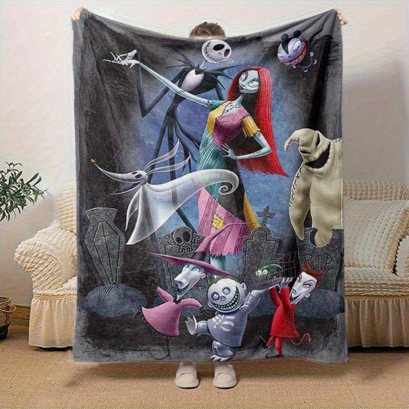 1pc, Cozy Nightmare Before Christmas Home Decor Blanket: A Perfect Gift for Bedroom, Living Room, Travel, Camping, Car, Beach, Office Naps, Flannel Th