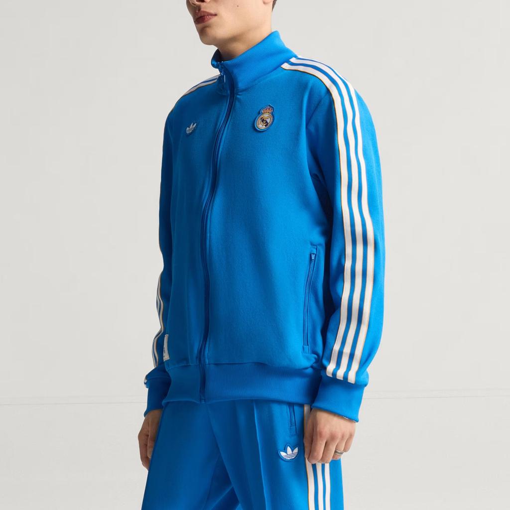 Adidas Originals Real Madrid Sports Stripe Stand Collar Zipper Slim Jacket Men Jacket JN3058