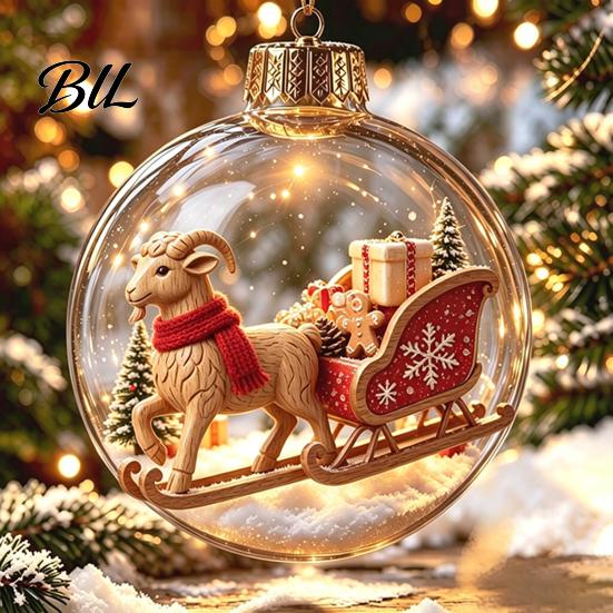 Decorative Hanging Balls Glowing Christmas Story Ornament, Light?Up Mini Holiday Scene Ball with Warm Garden Party Ornaments LED Light, Clear