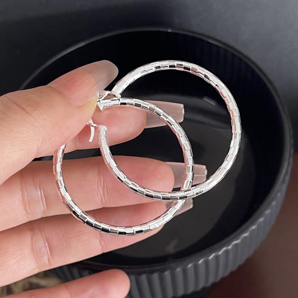 925 Sterling Silver Earrings For Women Trendy Geometric Big Round Twist Earring Jewelry Prevent Allergy Party Gift Accessories