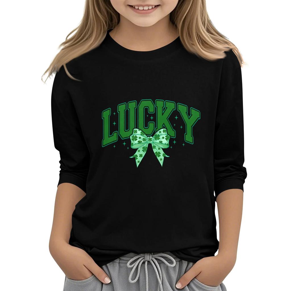 Детская повседневная футболка с принтом в виде воротника с надписью «Св. Патрик» и рукавами длиной 7 минут