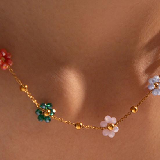 Женское ожерелье, браслет, красочный цветок, подвеска, регулируемая длина, милый стиль, выпускной, свадьба, вечеринка, шея и запястье, подарок на день рождения, годовщину