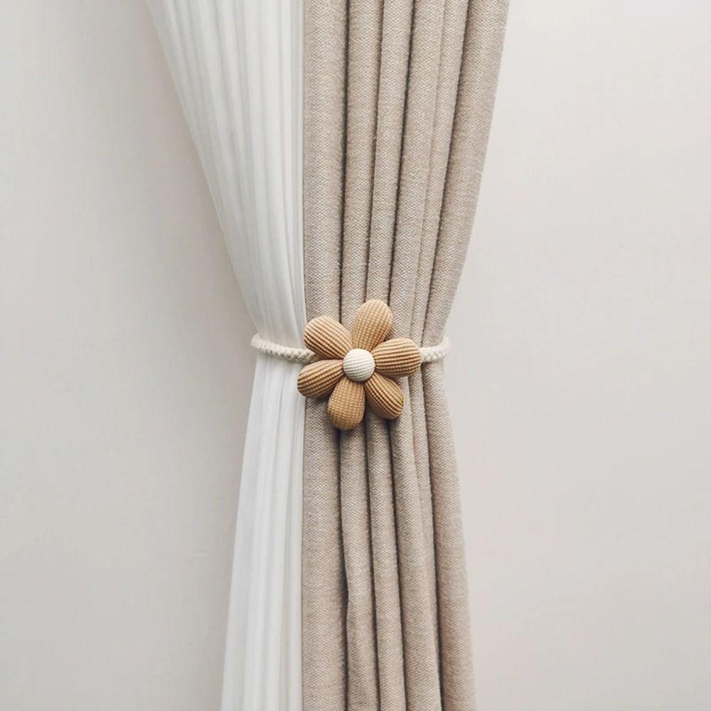 Flower Shape Curtain Elastic Buckle Strap Magnetic Buckle Window Curtain Buckles Home Decor
