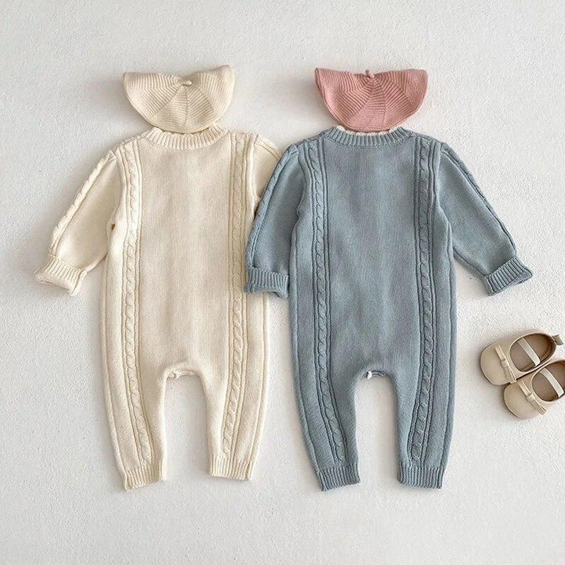 Детская хлопковая одежда, весенний вязаный детский комбинезон, милый комбинезон с цветочным принтом для девочек, винтажная вязаная одежда для новорожденных, комбинезон для новорожденных
