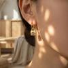 Zircon Inlaid Cross Lock Earrings - Stylish, Versatile Stainless Steel Pendant
