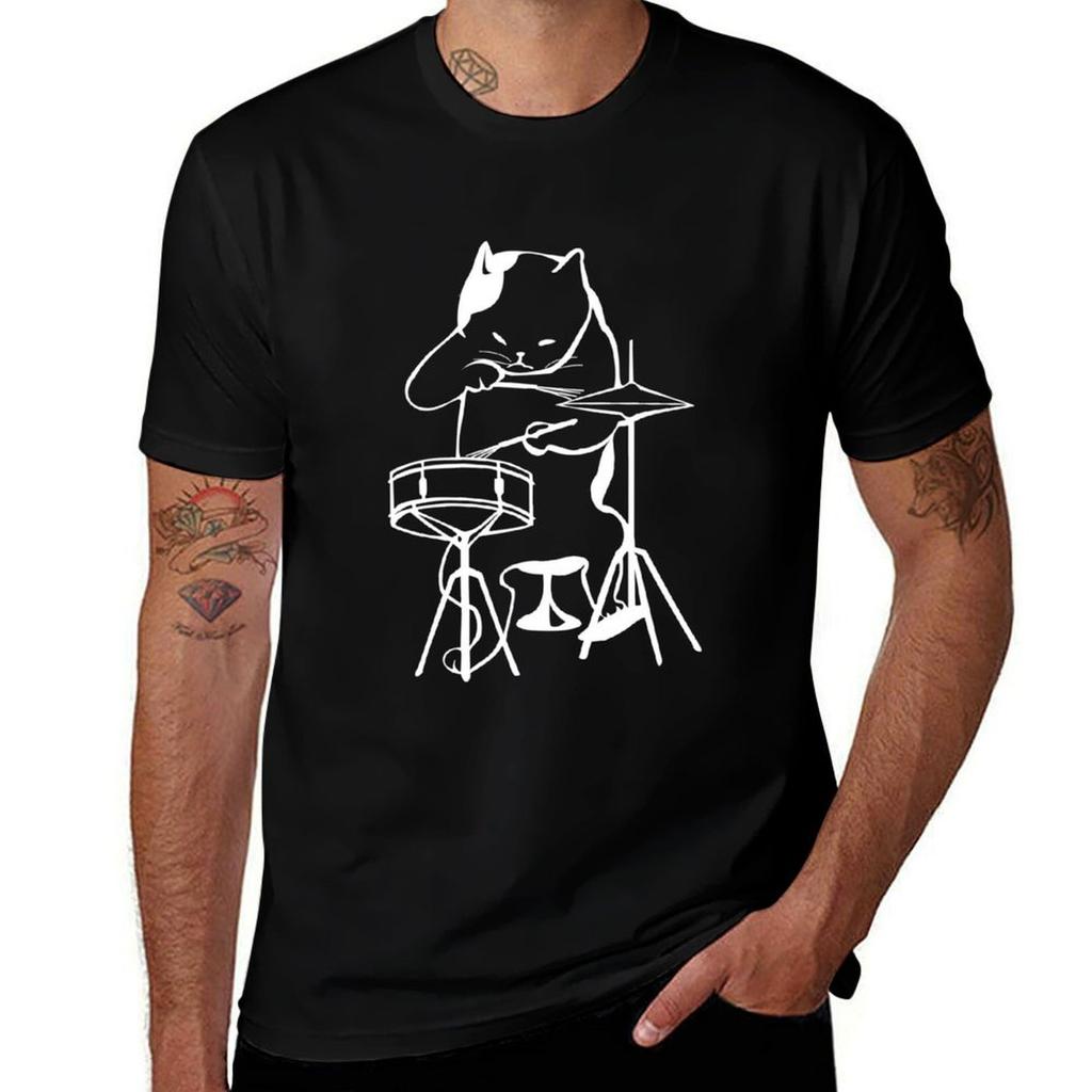Jazz Cat Drummer TShirt t shirts for man graphic vintage TShirt