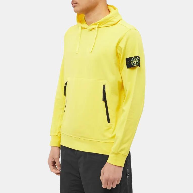 STONE ISLAND Однотонная толстовка с капюшоном на молнии и значком для мужчин, желтая 781560452-V0030