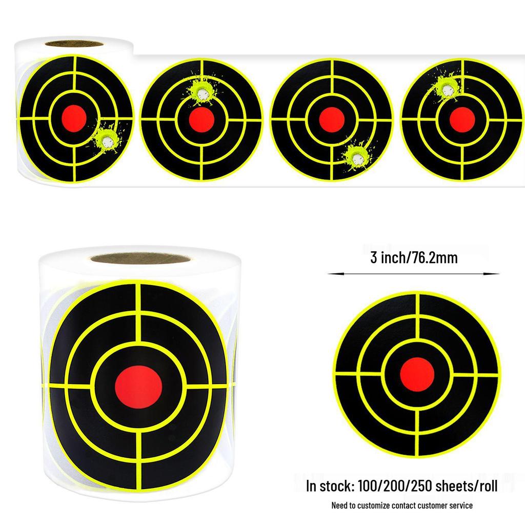 3-Inch Fluorescent Yellow Splatter Target Stickers for Shooting Practice