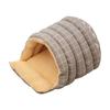 Semi Enclosed Cat Cave Bed Thick Fleece Lining Plush Cushion Indoor Cat Bedding for 10kg Cats Cold Weather