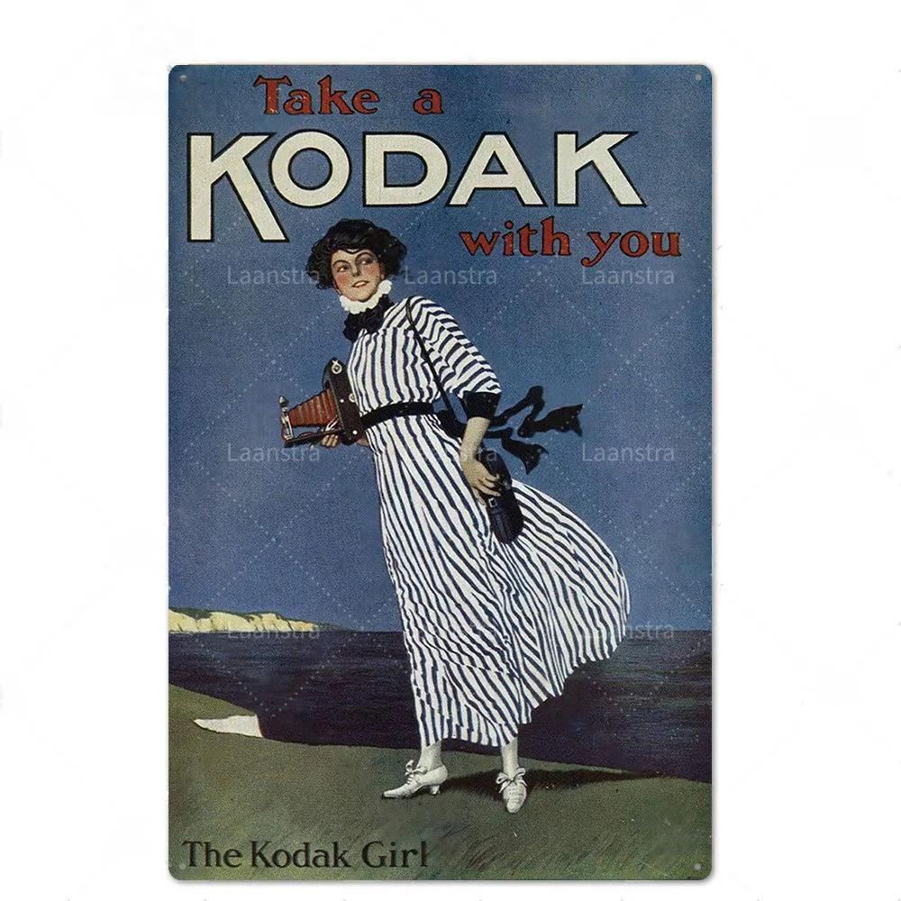 Металлический постер Пленочный фотоаппарат Kodak Все вместе сейчас Ретро Жестяные таблички Настенный декор Клуб Бар Жестяная картина Художественное украшение Постер