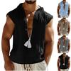 Men'S V-Neck Loose Fitting Sweat Sleeveless Hooded Shirt Fashionable Top