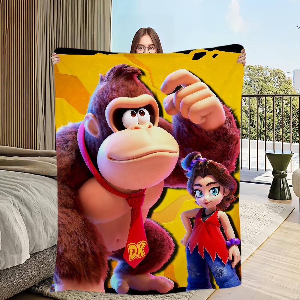 Смешная мультяшная обезьяна D-Donkey Kong B-Bananza Фланелевое теплое комфортное мягкое плюшевое одеяло для дивана гостиной спальни дорожный подарок