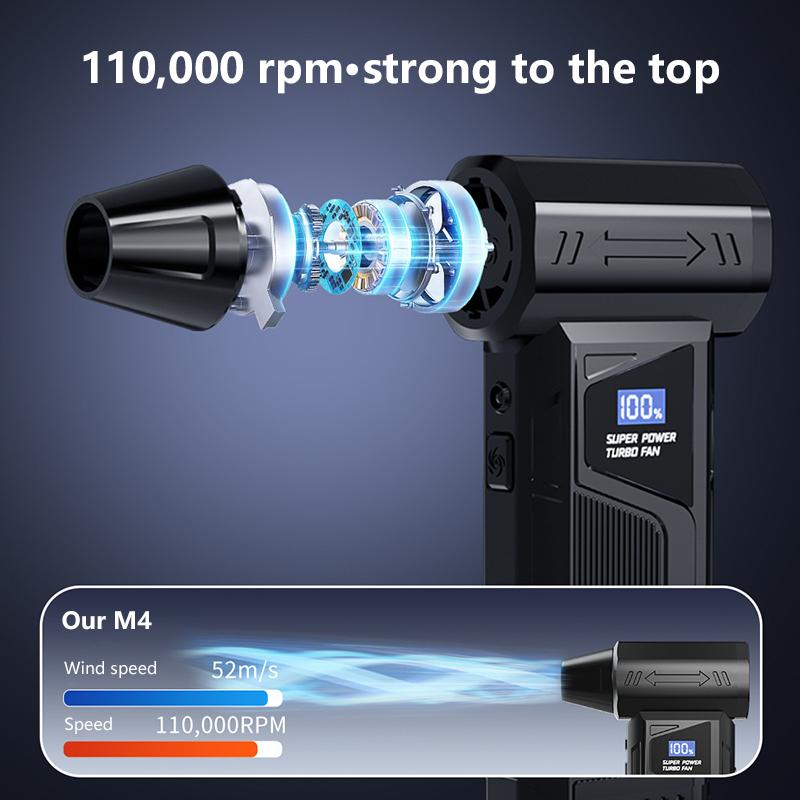 New Wireless Jet Fan Brushless Motor Turbo Air Blower For Car Cleaning With LED Light Digital Display Portable Outdoor Use