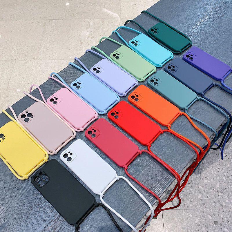 Чехол-кроссбоди для iPhone 17 Pro Max из жидкого силикона с ремешком - Ударопрочный для iPhone 16/15/14/13/12