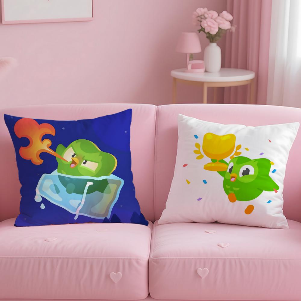 Cute D-Duolingos Pillow Case Short Plush Double-Sided Printing Home Machine Washable In Warm Winter Cushion Cover