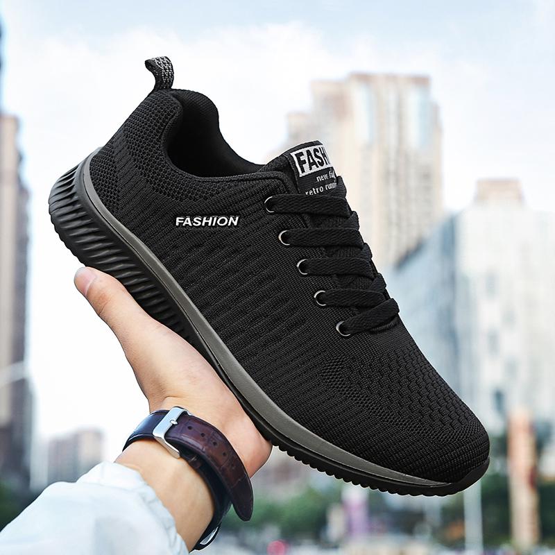 Athletic Shoes for Men Sneakers Black Casual Comfortable Knit Sneakers Breathable Athletic Running Walking Gym Shoes Men