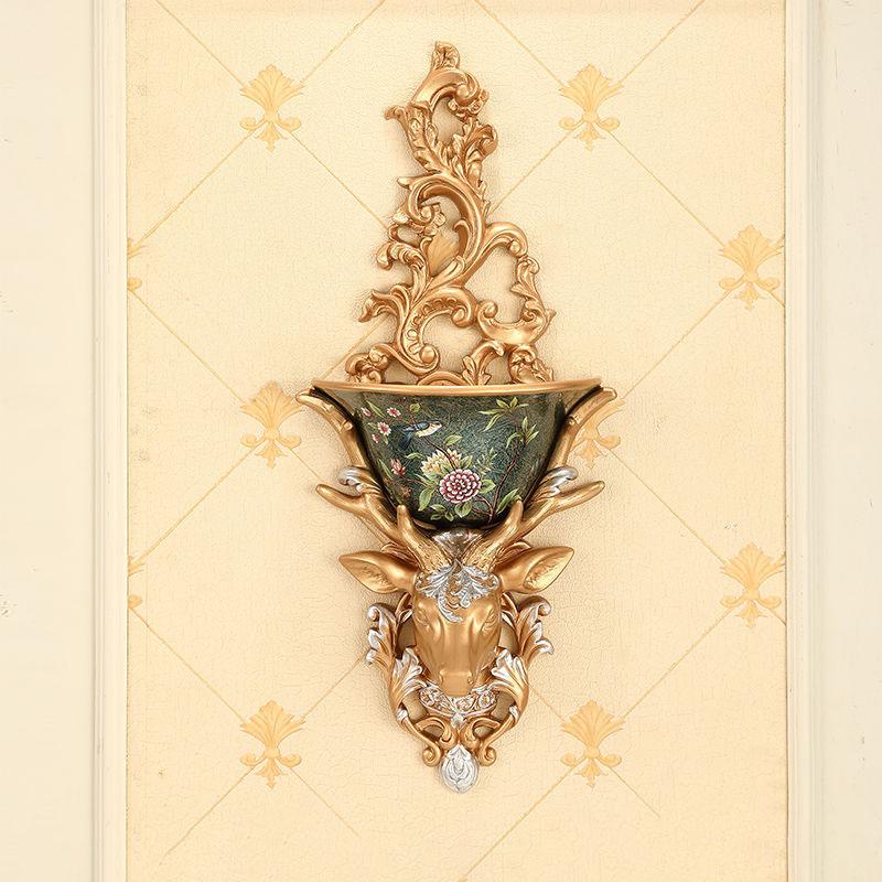 Европейская полимерная голова оленя, настенная ваза, кашпо для искусственных цветов, настенные украшения, декор для дома, гостиной, прихожей, настенная роспись, поделки