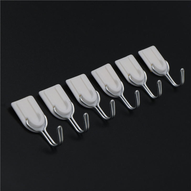 6Pcs Practical Bathroom Door Hooks Wall Hanger Hats Bag Key Adhesive Plastic Coat Hooks