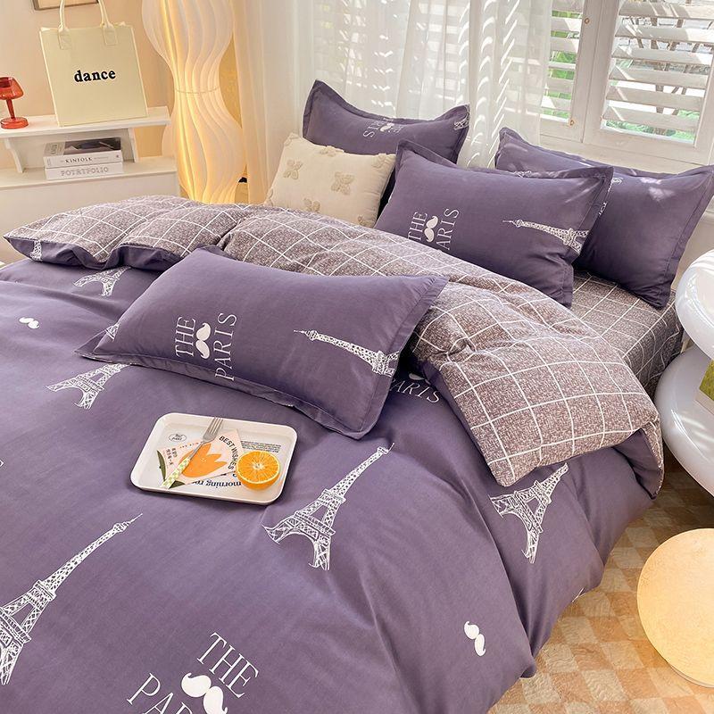 Cartoon Dormitory Three-piece Set Single Bedding Quilt Cover Double Bed Sheet Four-piece Set