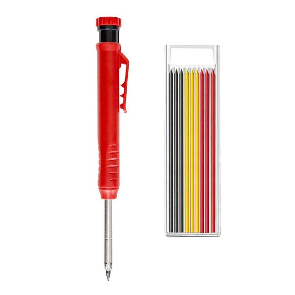 10 шт. Механический плотницкий карандаш прочной конструкции с 9 стержнями, длинным грифелем, маркером для глубоких отверстий, встроенной точилкой