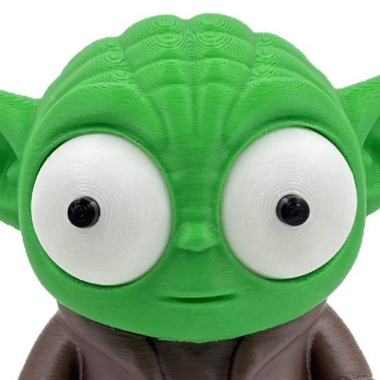 3D Yoda Figurine, Funny Yoda Desktop Model Ornament, Interactive Rotatable Eyes Yoda Toy, Creative Gift for Movie Fans