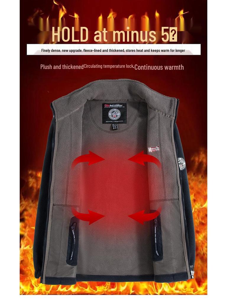 Высококачественная утолщенная норвежская зимняя куртка из флиса и хлопка с вышивкой и воротником-стойкой