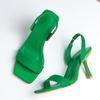 Liyke New Arrival Fashion Green 8 .5cm Gladiator Heels Sandals Summer High Quality Cozy Leather Square Toe Slip -On Shoes Women