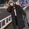 Женская зимняя куртка больших размеров длиной до колена с меховым воротником, утолщенным капюшоном, на молнии, простая свободная повседневная куртка Lie Fallow Tops