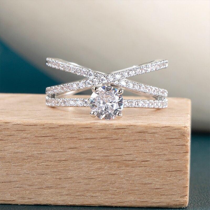 BELLA BOX Женское обручальное кольцо с красивым геометрическим узором и романтическим пасьянсом с микропрокладкой, женское кольцо