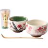 Ale-net Matcha Bowl W9.8 X D9.8 X H6.4cm, Plum & Cherry Blossom Mini Matcha Set, Mino Ware Porcelain, Made In Japan
