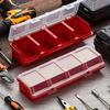 4 Compartments Screws Organizer Box with Buckle Sloping Opening Divided Container Case Semi Transparent Lid for Components Parts