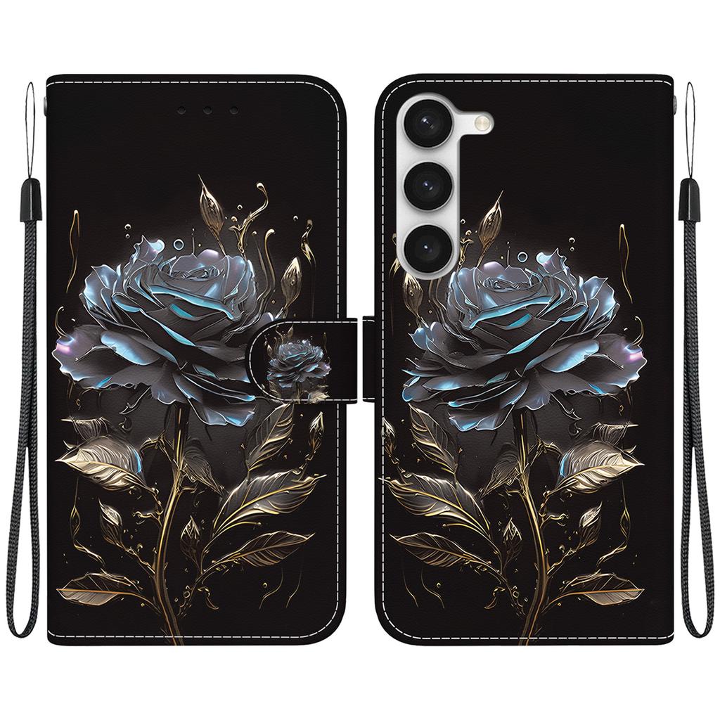 Wallet Case with Card Holder Floral PU Leather Case Kickstand Wrist Strap Shockproof Cover for Samsung Galaxy S23 S22 S21 S20 Plus Ultra S8 S9 S10