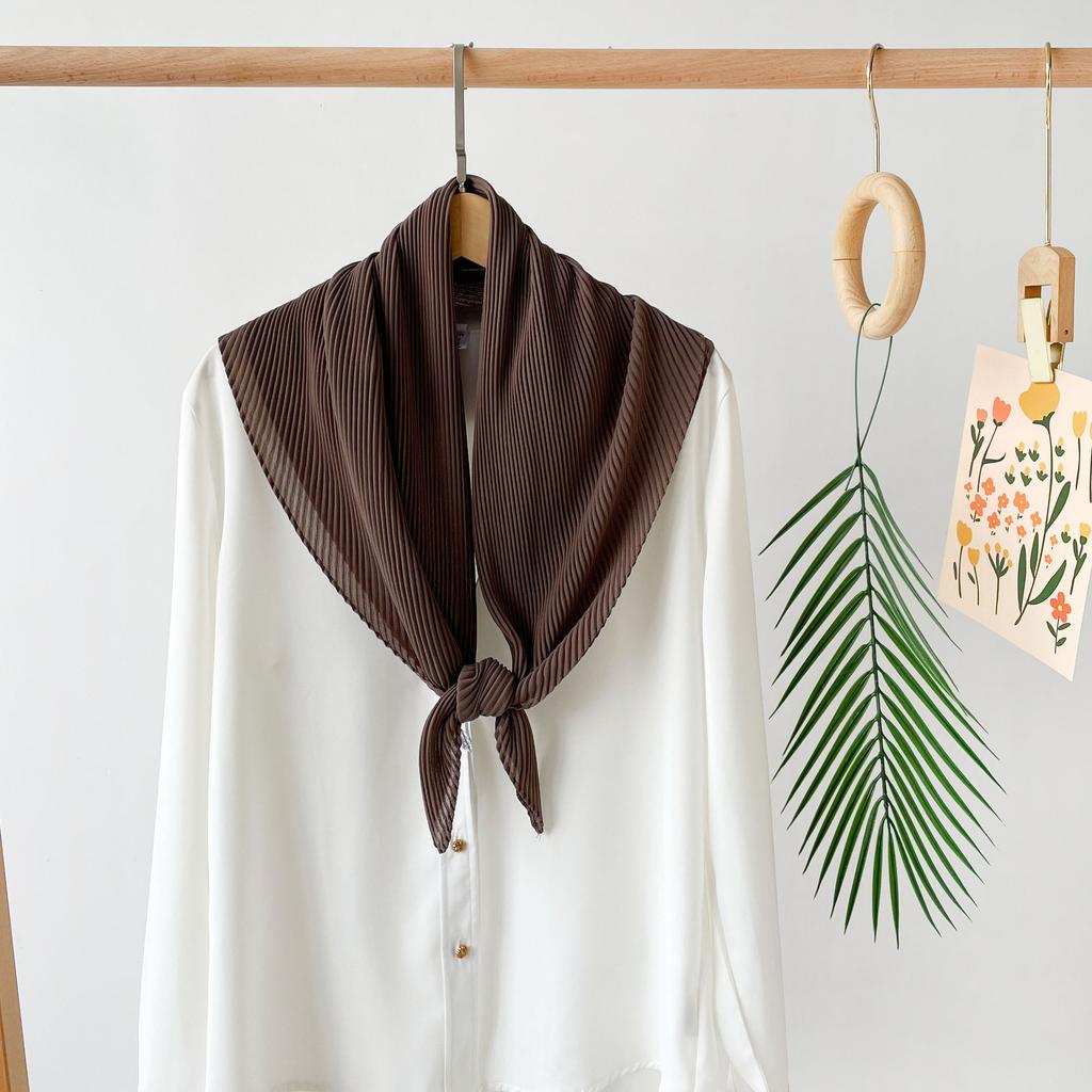 Малазийский платок для головы, однотонный шифоновый квадратный бархатный плиссированный тюль, шарф-обертка, универсальный шарф-шаль