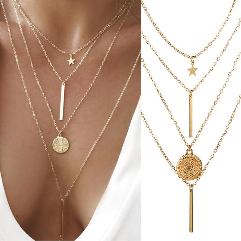 Модные металлические красивые подарки для девочек, модные ювелирные изделия в стиле бохо, новые винтажные ожерелья с подвесками, многослойные регулируемые женские ожерелья