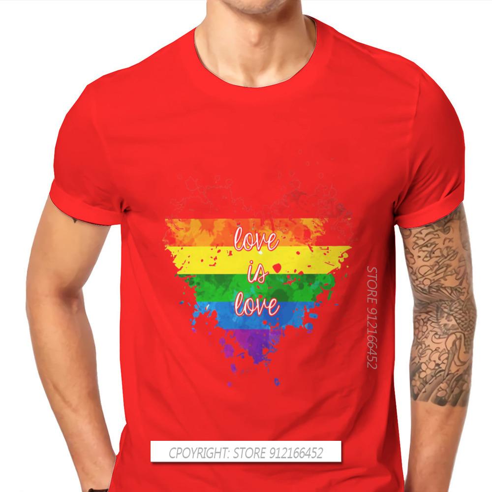 Love Is Love Heart Hipster TShirts LGBT Pride Month Lesbian Gay Bisexual Transgender Unisex Cotton Fabric Streetwear T Shirt O Neck