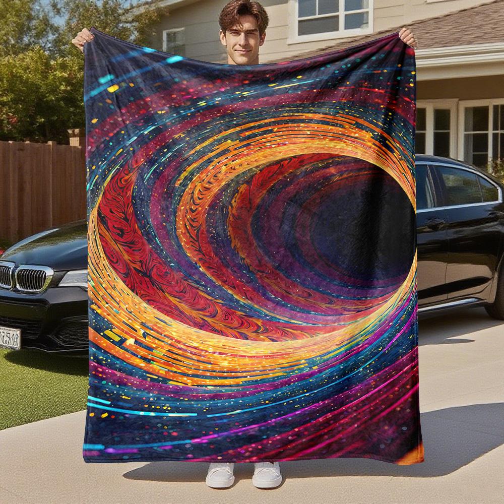 1PC Vortex SwirlOutdoor Flannel Blanket - Soft Plush Decor for Picnics, camping, Bedroom, Playroom, Office, or Lunch Break 1283A