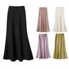 Женская юбка-рыбий хвост с высокой талией и запахом на бедрах, длинная юбка А-силуэта, однотонная, удобная, подчеркивающая фигуру юбка