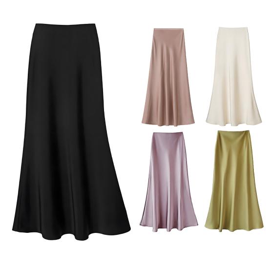 Женская юбка-рыбий хвост с высокой талией и запахом на бедрах, длинная юбка А-силуэта, однотонная, удобная, подчеркивающая фигуру юбка